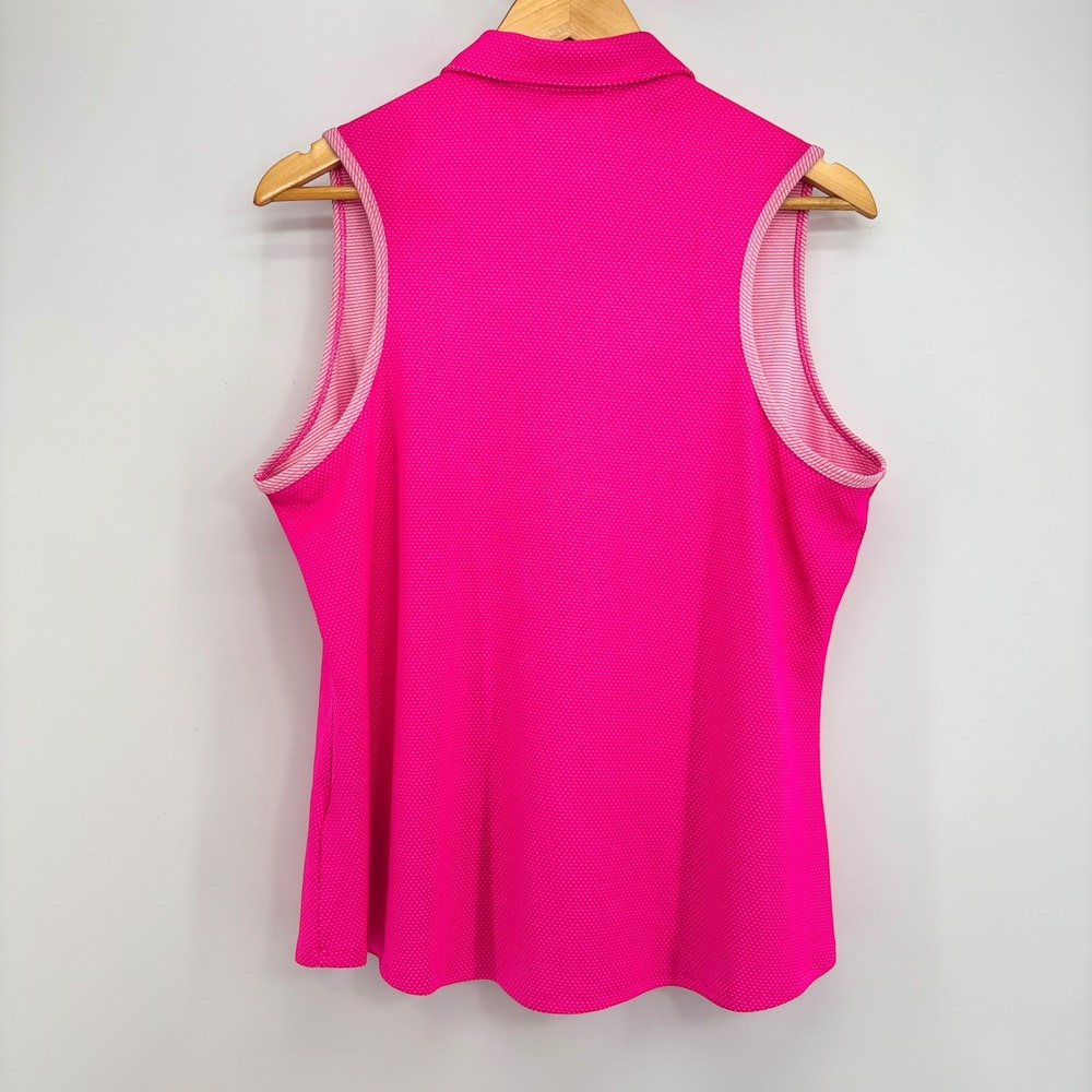 Adidas Golf Women Polo XL Collared Performance Sleeveless Pink Dot Athletic Top - Picture 2 of 9
